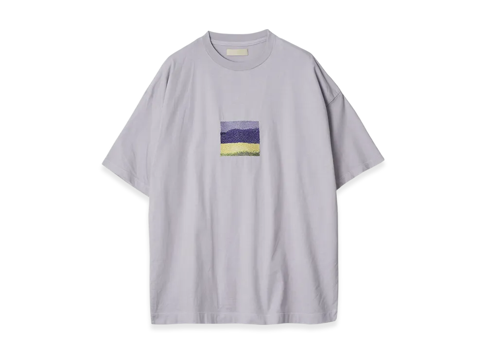 YOKE Embroidery Organic Cotton T-Shirt By Taro Mizutani "Lavendor"