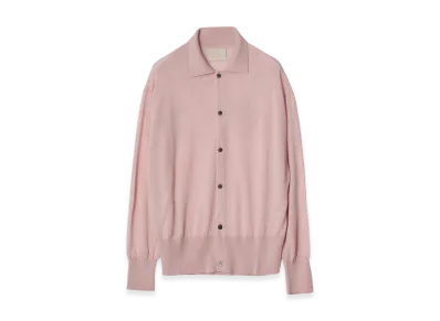 YOKE Silk Cashmere Sheer Shirt Cardigan "Pink"