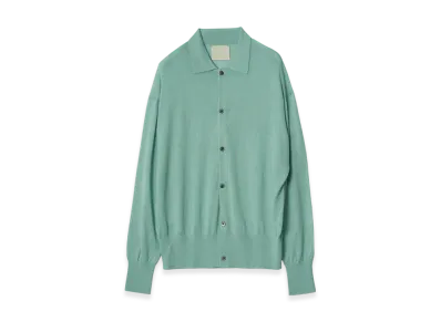 YOKE Silk Cashmere Sheer Shirt Cardigan "Mist Green"