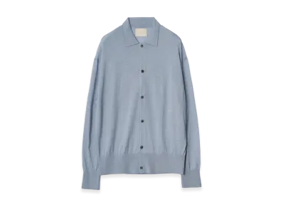 YOKE Silk Cashmere Sheer Shirt Cardigan "Blue"