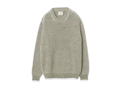 YOKE Gima Cotton Mix Slub Mesh Knit Crewneck "White"