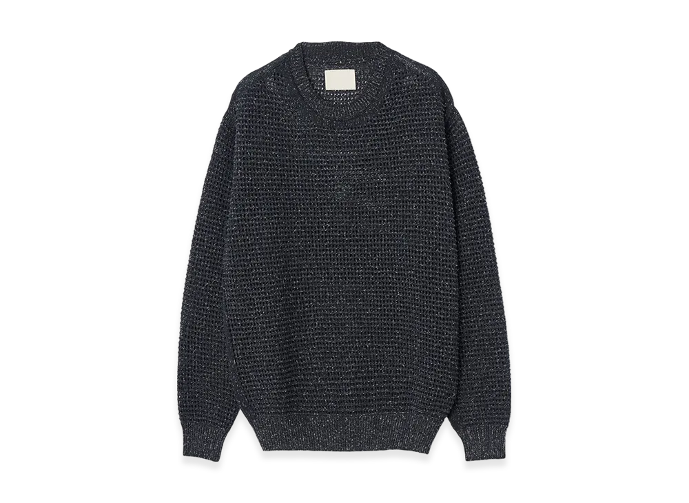 YOKE Gima Cotton Mix Slub Mesh Knit Crewneck "Black"