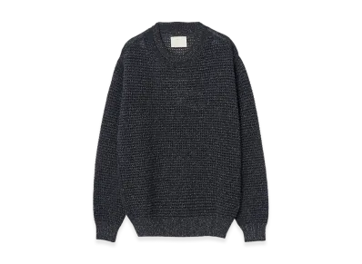 YOKE Gima Cotton Mix Slub Mesh Knit Crewneck "Black"