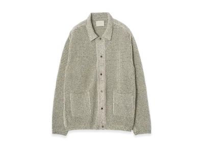 YOKE Gima Cotton Mix Slub Mesh Knit Shirt Cardigan "White"
