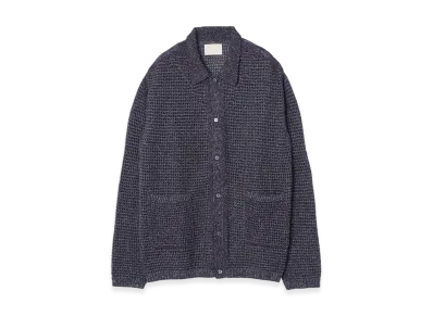 YOKE Gima Cotton Mix Slub Mesh Knit Shirt Cardigan "Purple"