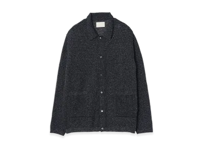 YOKE Gima Cotton Mix Slub Mesh Knit Shirt Cardigan "Black"