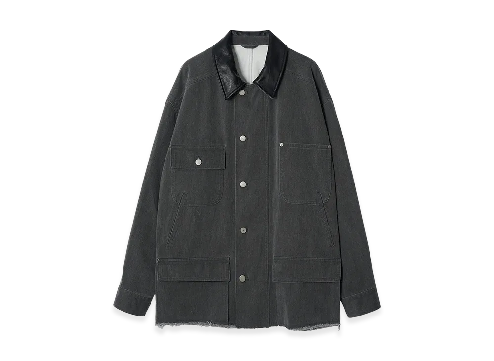 YOKE Pigment Coating Chino Cloth Cotton Cut-Off Coverall Jacket "Gray"