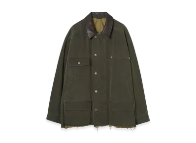 YOKE Pigment Coating Chino Cloth Cotton Cut-Off Coverall Jacket "Dusty Khaki"
