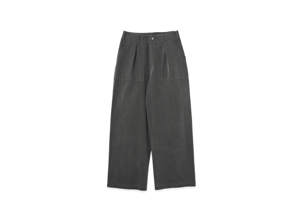 YOKE Pigment Coating Chino Cloth Cotton 1Tuck Wide-Leg Pants "Gray"