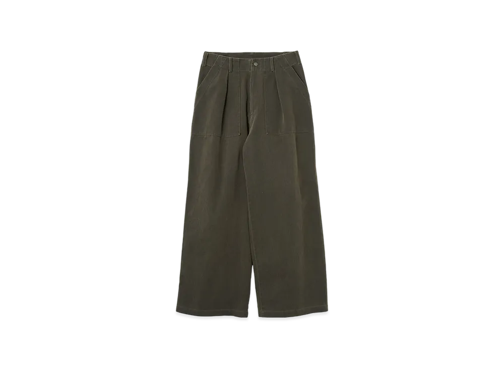 YOKE Pigment Coating Chino Cloth Cotton 1Tuck Wide-Leg Pants "Dusty Khaki"