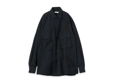 YOKE Cotton Typewriter Cloth Embroidery Utility Shirts "Black"