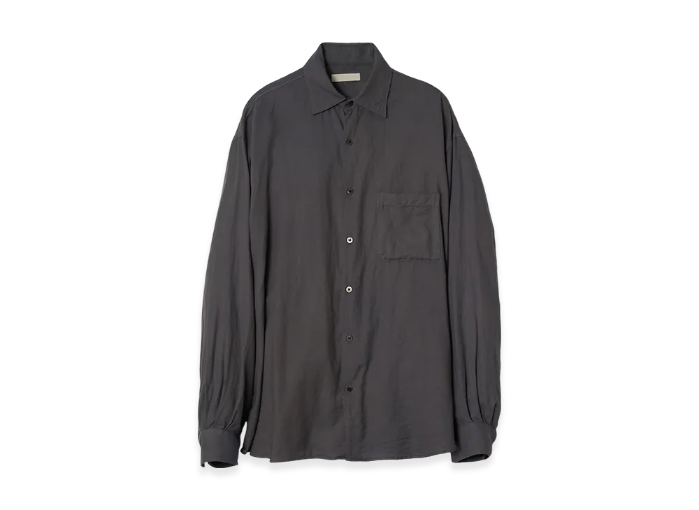 YOKE Garment Dyed Cotton Silk Twill Shirt "Carbon"
