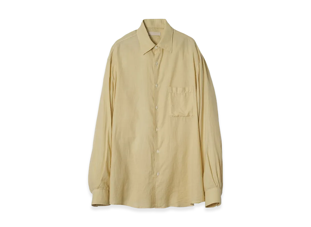 YOKE Garment Dyed Cotton Silk Twill Shirt "Straw Yellow"