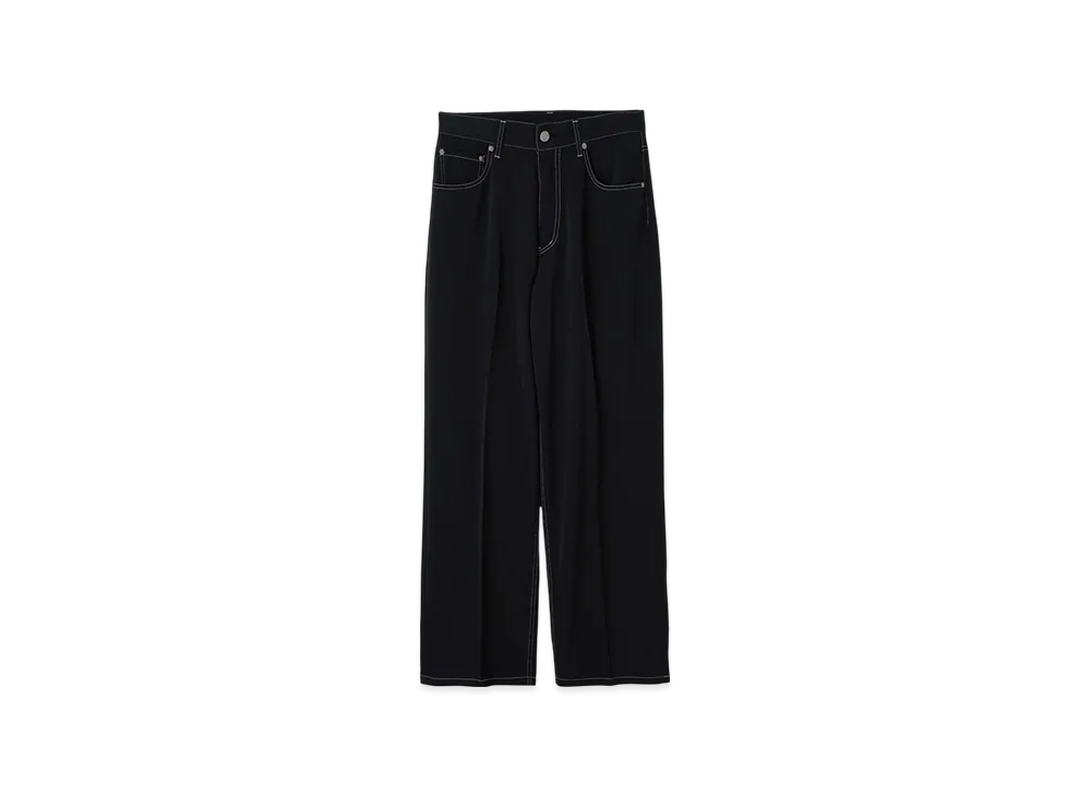 YOKE High-Twisted Polyester Kersey 5P Wide Straight Pants "Carbon Black"