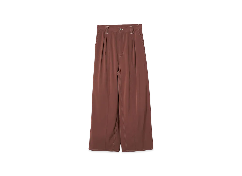 YOKE High-Twisted Polyester Kersey 3Pleated Trousers "Old Pink"