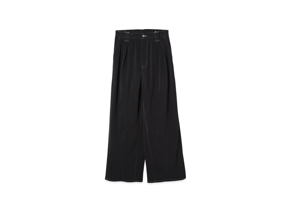 YOKE High-Twisted Polyester Kersey 3Pleated Trousers "Carbon Black"