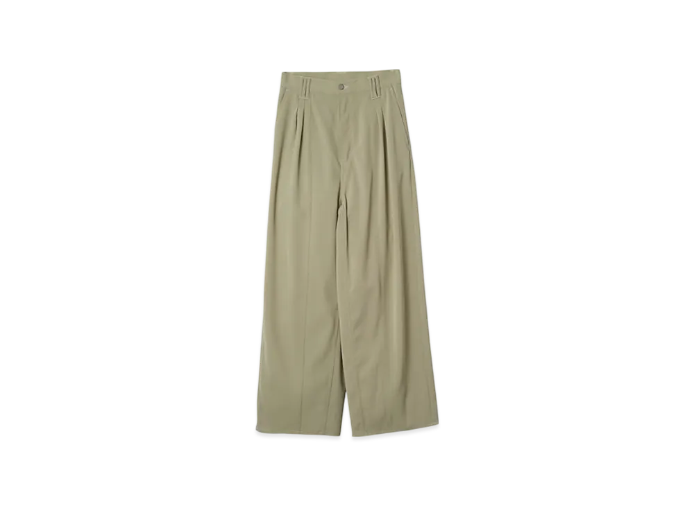 YOKE High-Twisted Polyester Kersey 3Pleated Trousers "Pistachio"