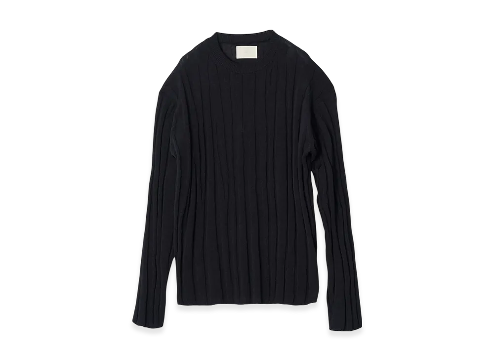 YOKE Linen Like Cotton Roundum Rib Crewneck Sweater "Black"