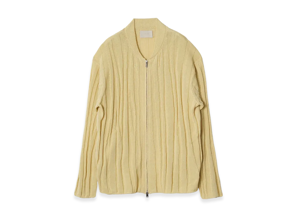 YOKE Linen Like Cotton Roundum Rib Zip Knit Blouson "Yellow"