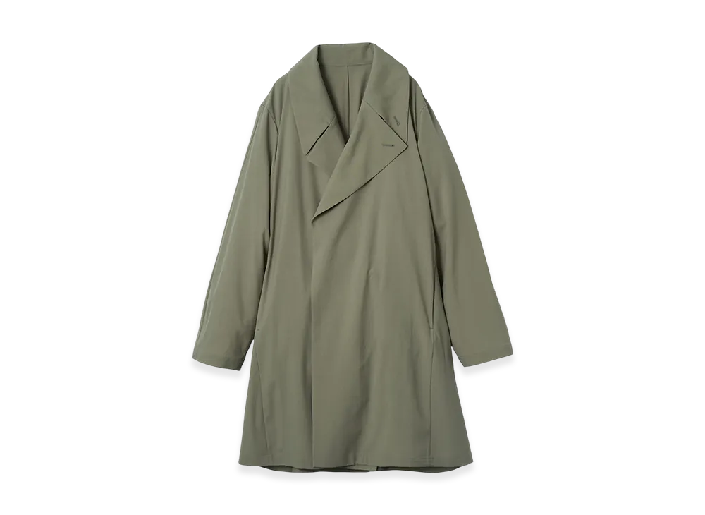 YOKE Super120'S Fine Wool Washer Tropical Double Breasted Coat "Graysh Khaki"
