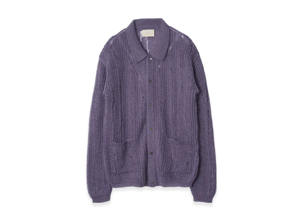 YOKE Silk Kid Mohair Wool Buttoned Cargigan "Lavendor"