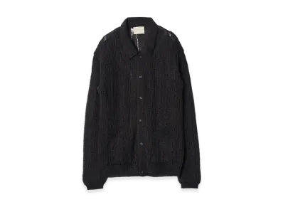 YOKE Silk Kid Mohair Wool Buttoned Cargigan "Carbon Black"