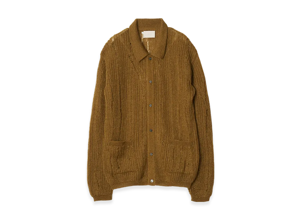 YOKE Silk Kid Mohair Wool Buttoned Cargigan "Mustard"