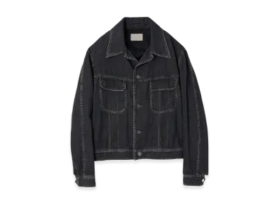 YOKE 8OZ Vintage Light-Weight Denim Trucker Jacket "Black"