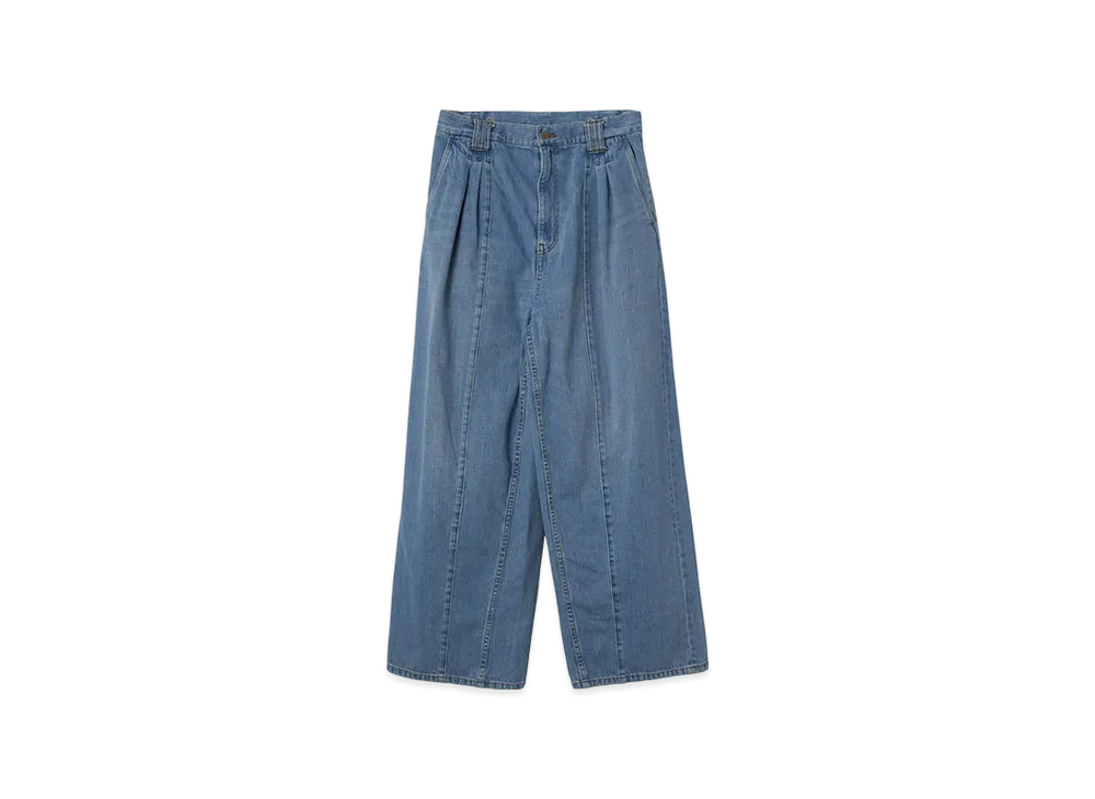 YOKE 12OZ Cotton Bleached Denim Wide-Leg Baggy Pants "Indigo"