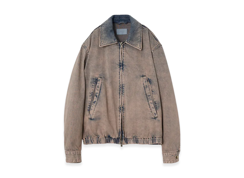 YOKE 12OZ Cotton Bleached & Over Dye Denim Front Zip Blouson "Pink"