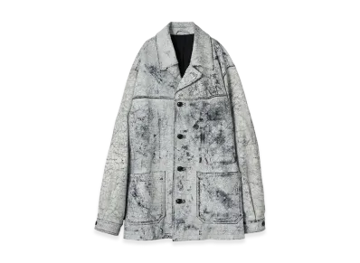 YOKE Cracked Goat Leather Car Coat "White"