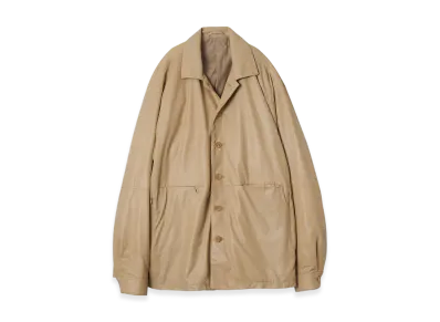 YOKE Sheep Suede Nappalan Leather Shirt Jackets "Beige"