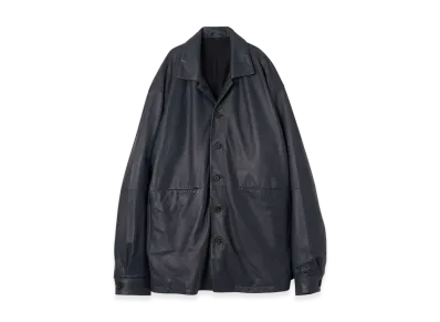 YOKE Sheep Suede Nappalan Leather Shirt Jackets "Charcoal Navy"