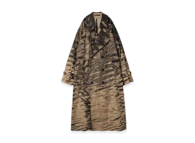 YOKE Photo Printed Finx Cotton Washer Gabadine Trench Coat "Beige"