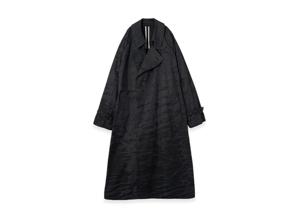 YOKE Photo Printed Finx Cotton Washer Gabadine Trench Coat "Black"