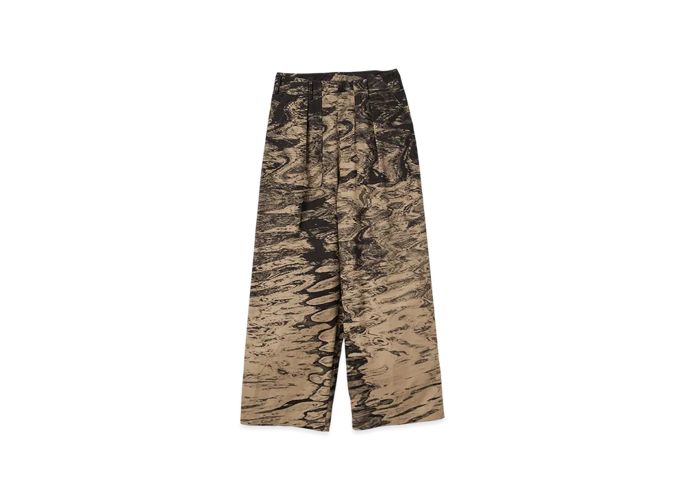 YOKE Photo Printed Finx Cotton Washer Gabadine 1Tuck Baker Pants "Beige"