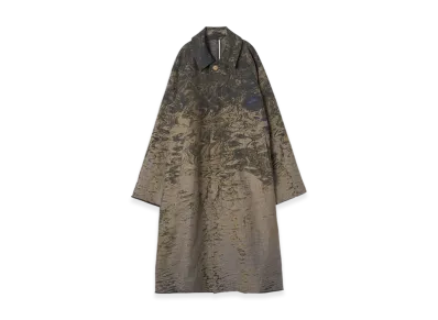 YOKE Cotton Linen Photo Jacquard Balmacaan Coat "Beige"