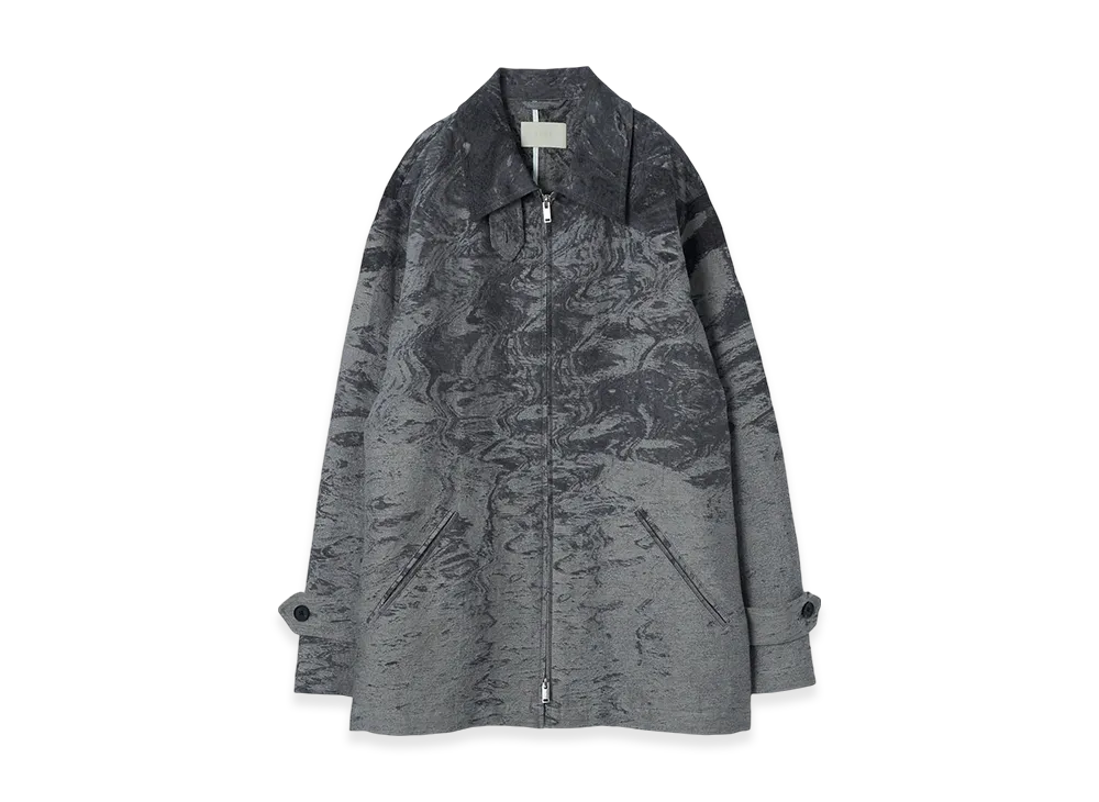 YOKE Cotton Linen Photo Jacquard Zip Blouson "Gray"