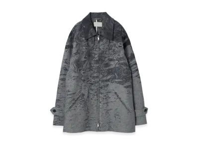 YOKE Cotton Linen Photo Jacquard Zip Blouson "Gray"