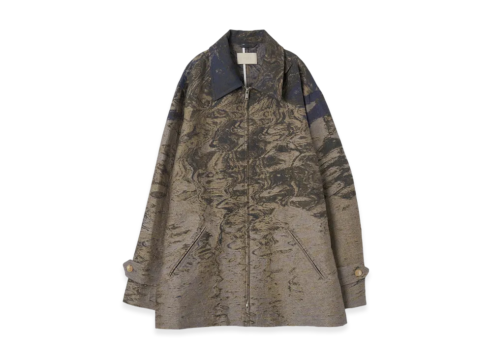 YOKE Cotton Linen Photo Jacquard Zip Blouson "Beige"