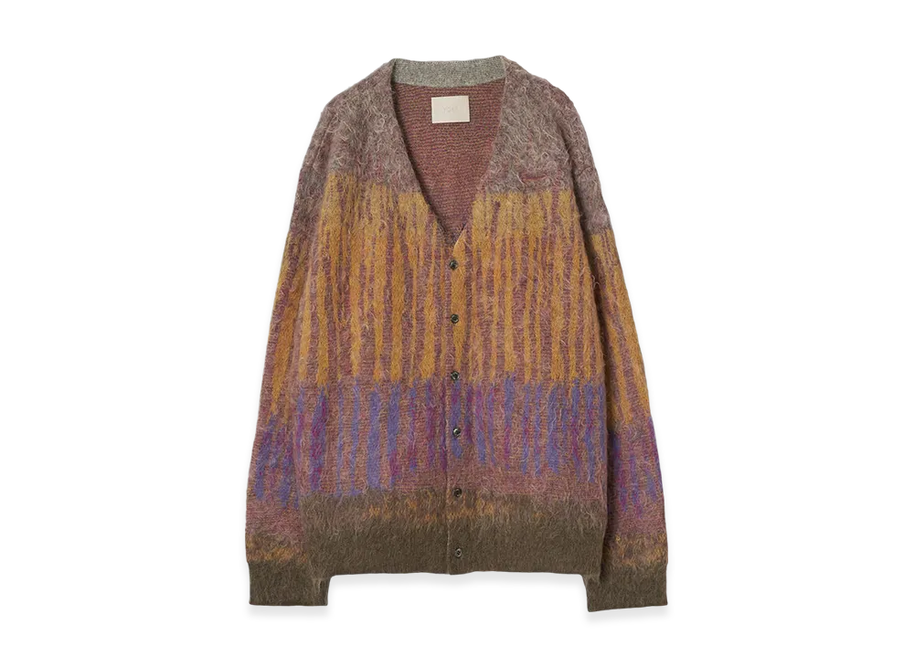 YOKE Kid Mohair Wool Brushed Tree Jaquard Cardigan "Orange"