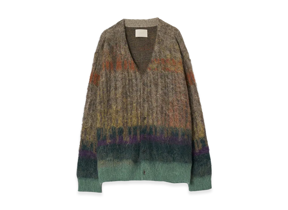 YOKE Kid Mohair Wool Brushed Tree Jaquard Cardigan "Orker"