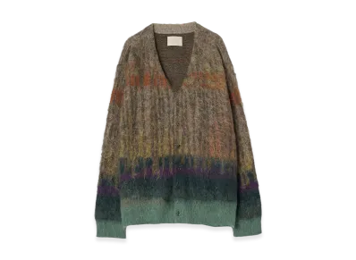 YOKE Kid Mohair Wool Brushed Tree Jaquard Cardigan "Orker"