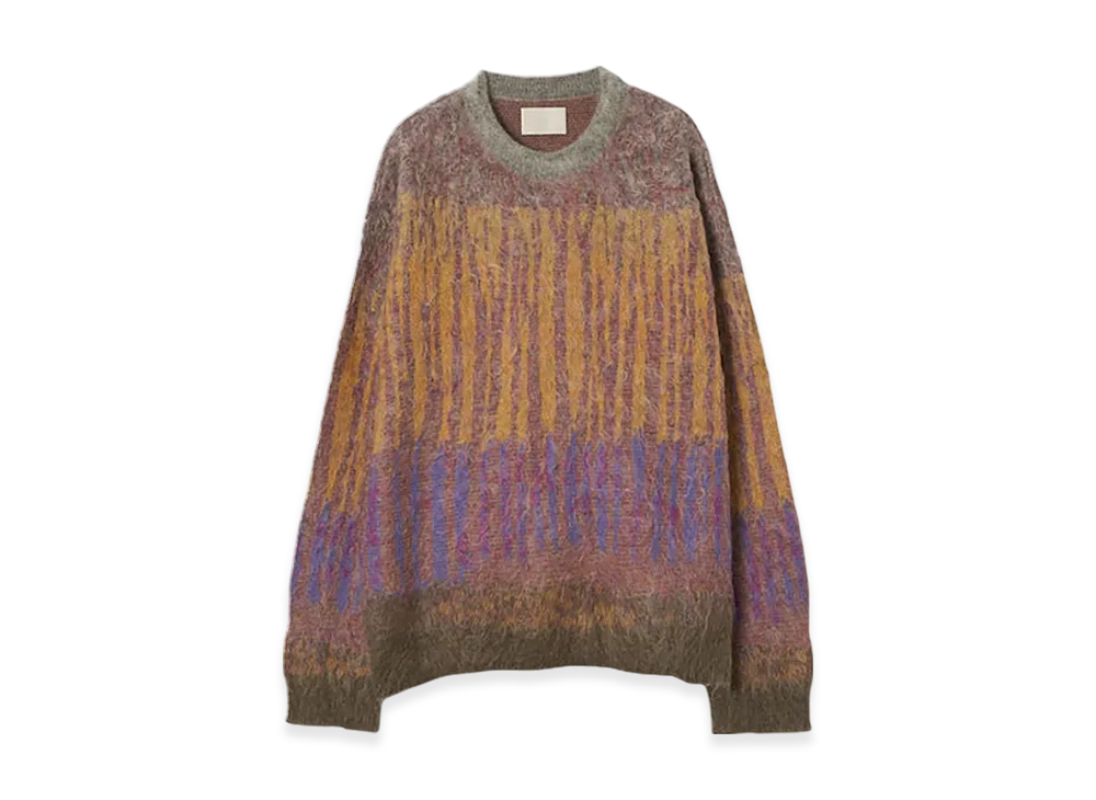 YOKE Kid Mohair Wool Brushed Tree Jaquard Sweater "Orange"