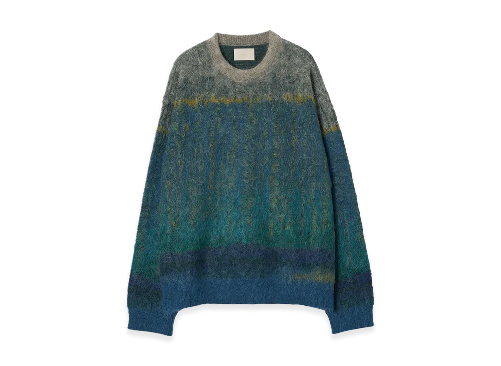 YOKE Kid Mohair Wool Brushed Tree Jaquard Sweater "Green"