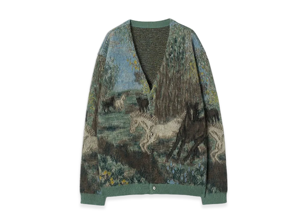 YOKE Kid Mohair Horse Jaqucard Cardigan "Horse"