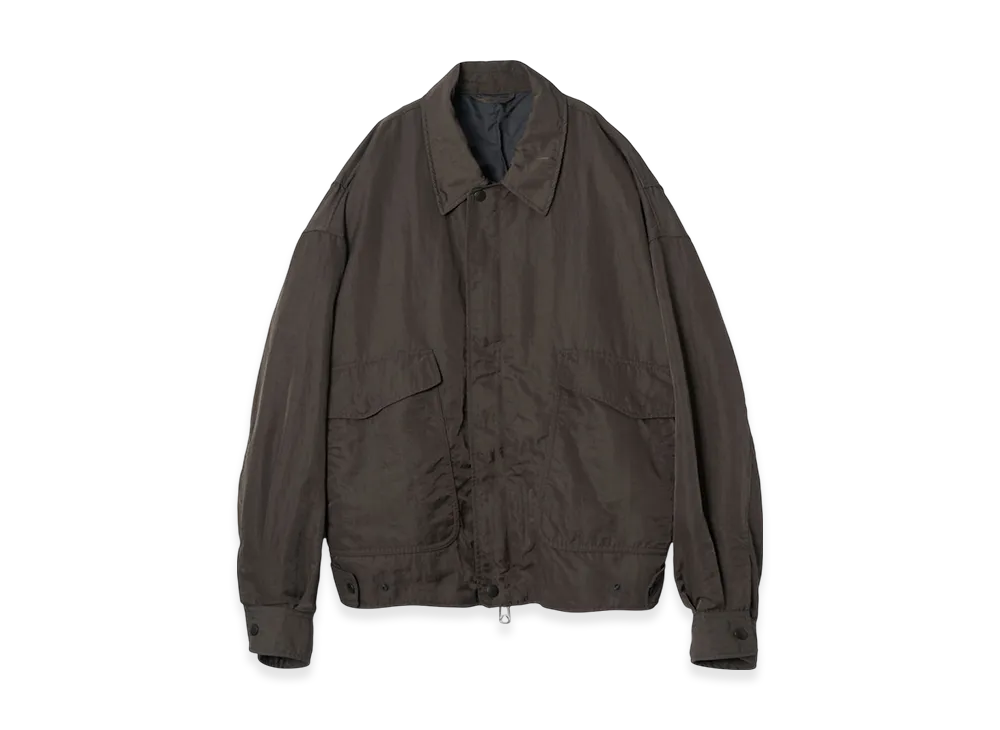 YOKE Hard Wash Nylon Twill Nylon Bomber Jacket "Khaki"