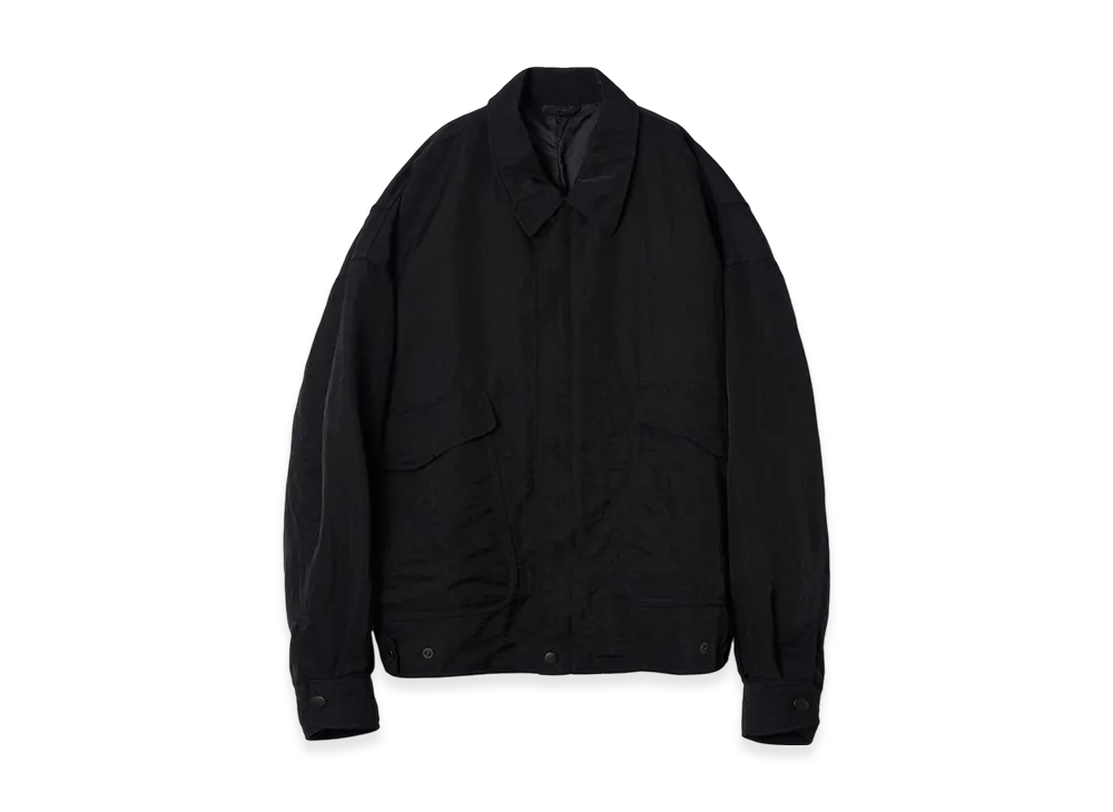 YOKE Hard Wash Nylon Twill Nylon Bomber Jacket "Black"