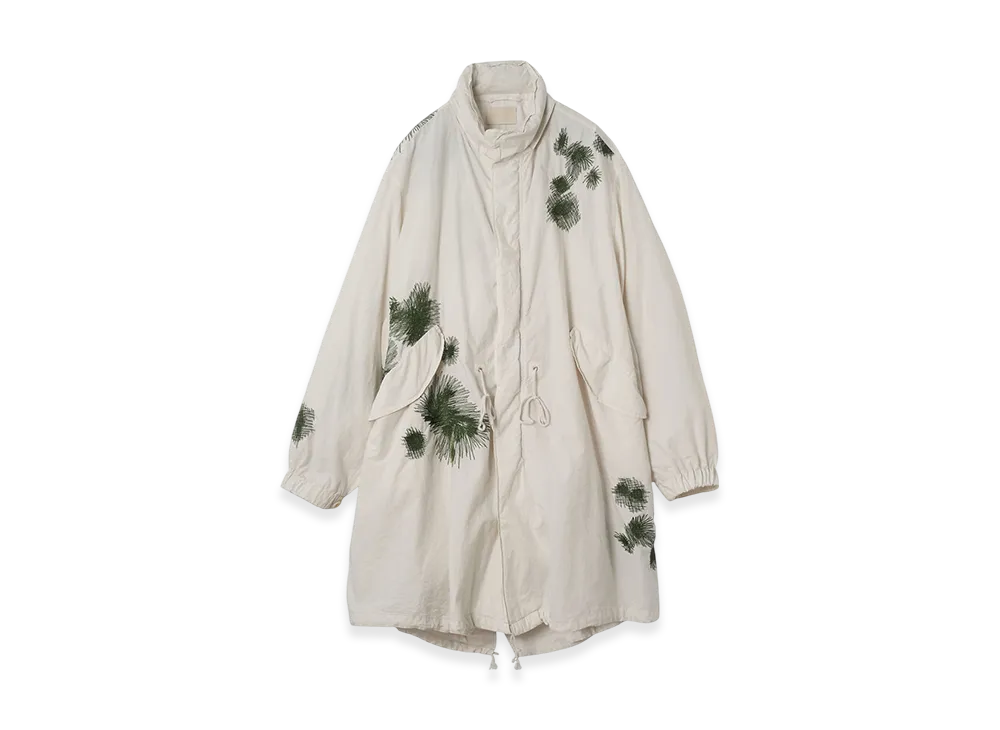 YOKE Cotton Typewriter Cloth Embroidery Snow Parka "White"