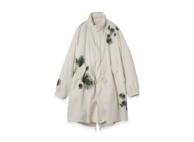 YOKE Cotton Typewriter Cloth Embroidery Snow Parka "White"